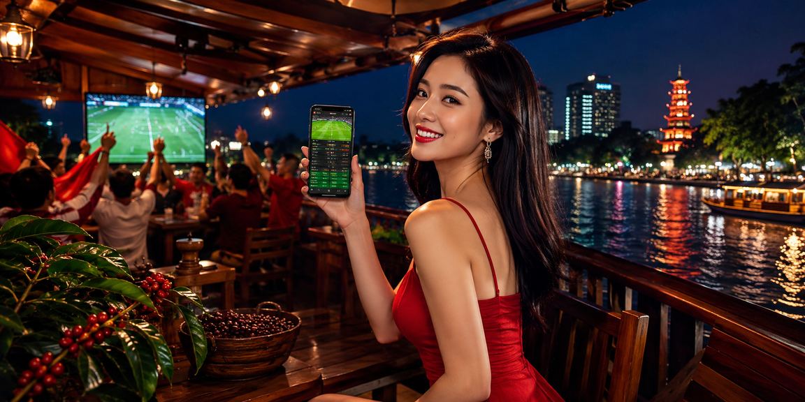 Người dùng tại Hà Nội thao tác đăng ký trên điện thoại bên ly cà phê