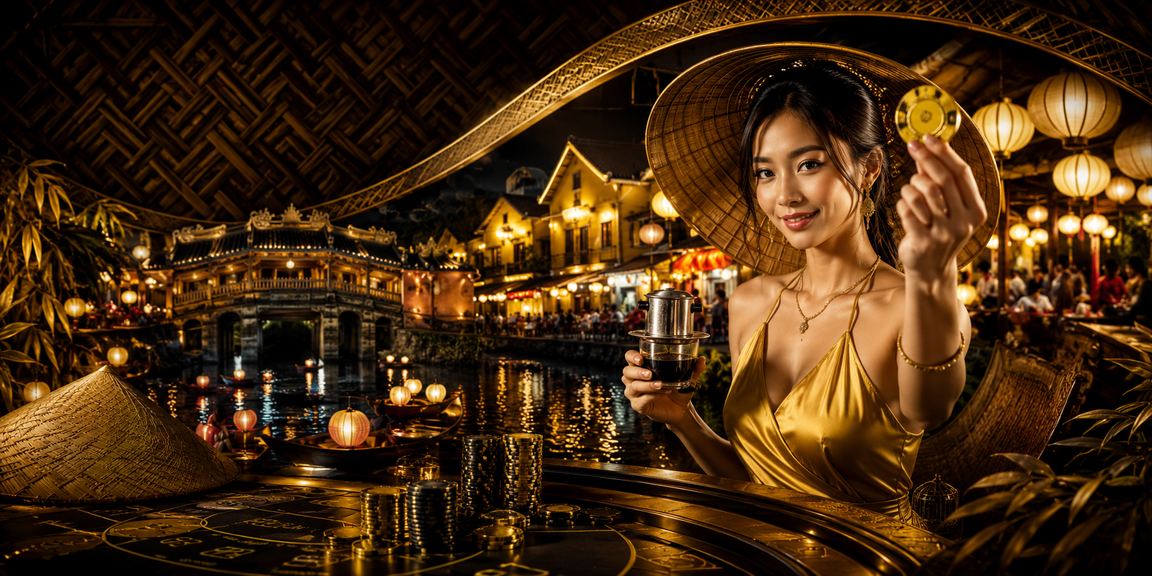 Không gian Hội An với nón lá minh họa các tình huống jackpot